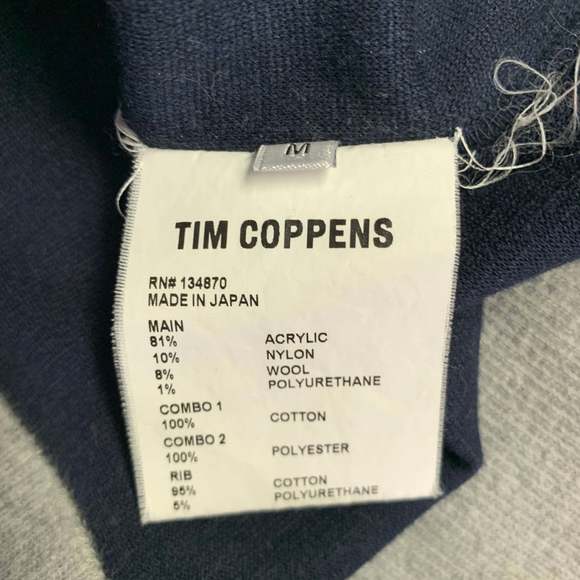 TIM COPPENS Navy Grey Mixed Fabrics Acrylic Blend Sweatshirt - Picture 6 of 7